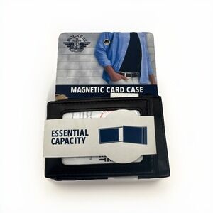 Dockers Men's Coated Leather Magnetic Money Closure Front Pocket Wallet Black‎